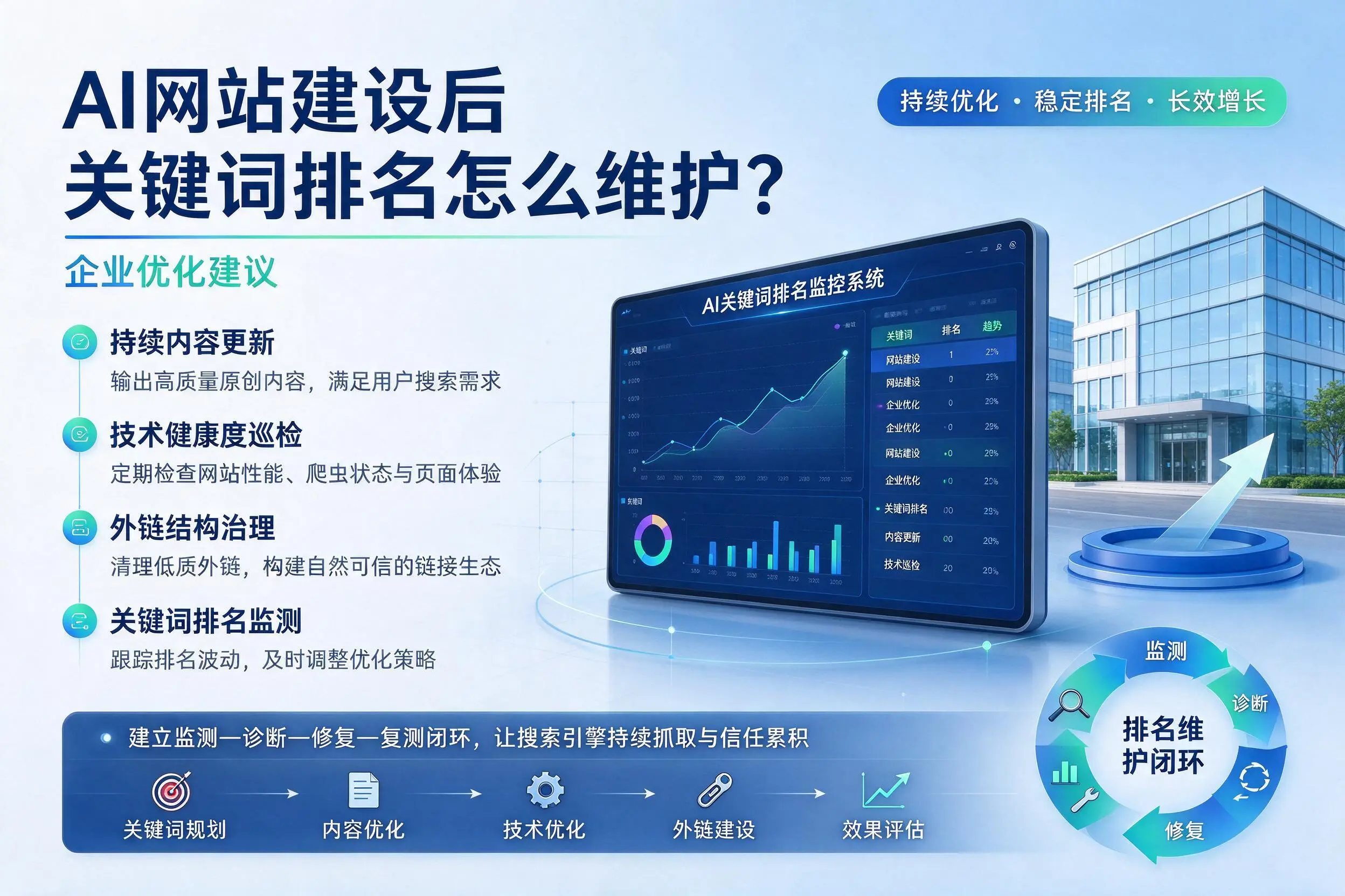 AI网站建设后关键词排名怎么维护？佛山企业优化建议