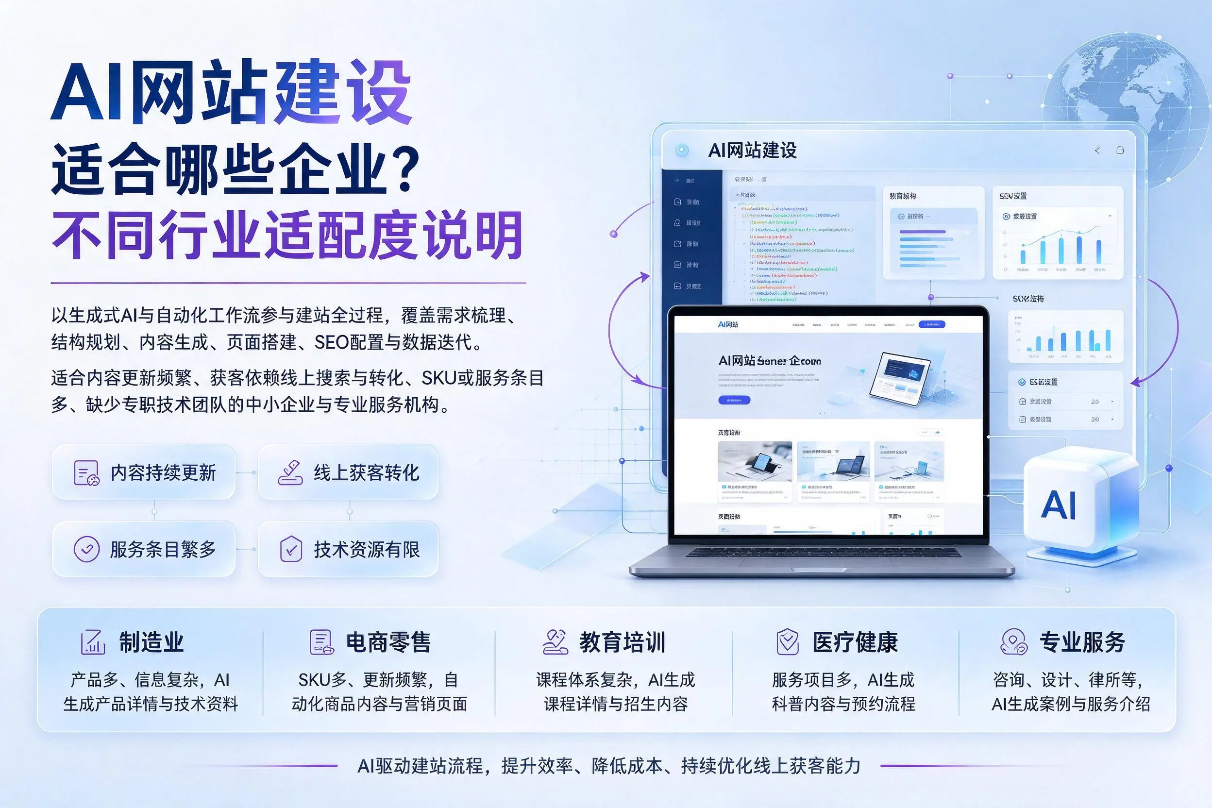 AI网站建设适合哪些企业?佛山不同行业适配度说明